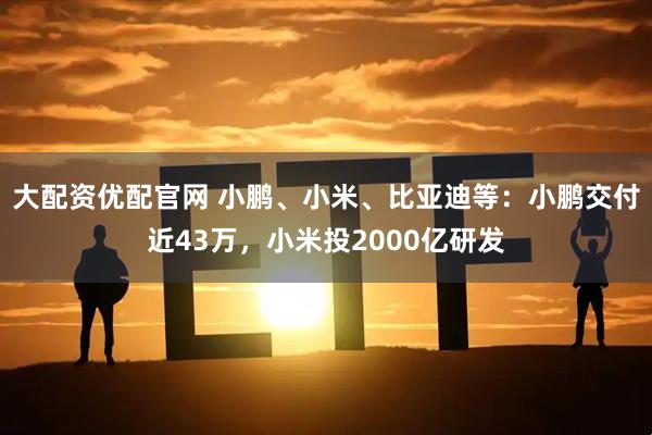 大配资优配官网 小鹏、小米、比亚迪等：小鹏交付近43万，小米投2000亿研发
